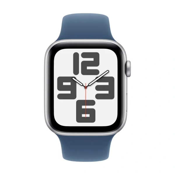 Apple Watch Series SE 2024 44mm Silver Aluminum Case with Denim Sport Band S/M